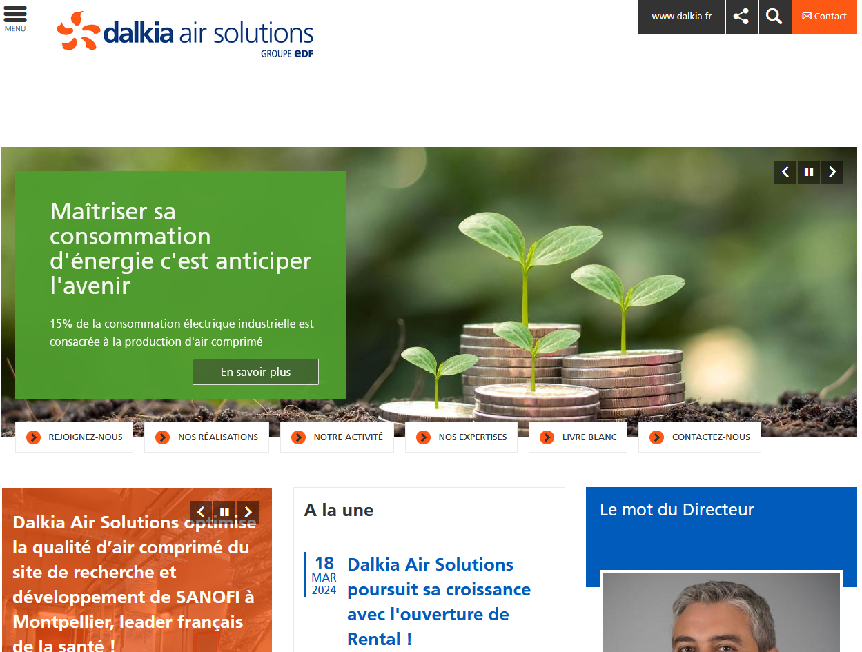 page d'accueil du site Dalkia Air Solutions